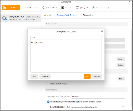 BEC 5 - eM client delegate accounts user interface